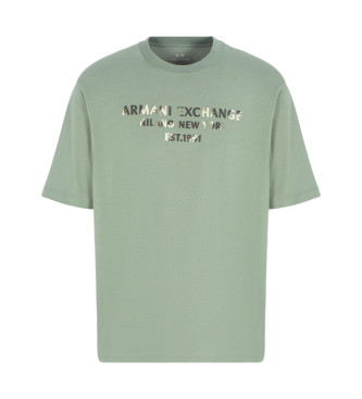 Armani Exchange Regular fit T-shirt with camouflage logo in green ASV cotton