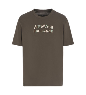 Armani Exchange Regular fit t-shirt with camouflage logo in green ASV cotton