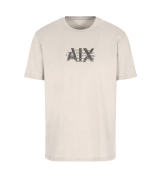 Armani Exchange T-shirt i normal passform med urban militrlogotyp i beige ASV-bomull