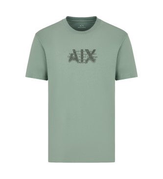 Armani Exchange Regular fit T-shirt with urban military logo in green ASV cotton