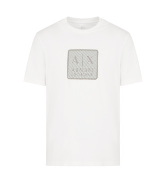 Armani Exchange Bomulls-T-shirt med normal passform och vit ASV-logotyp i maxilapp