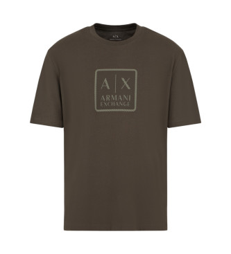 Armani Exchange Regular fit cotton T-shirt with maxi-patch with ASV logo green