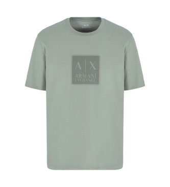 Armani Exchange Baumwoll-T-Shirt in normaler Passform mit Maxi-Patch mit grnem ASV-Logo