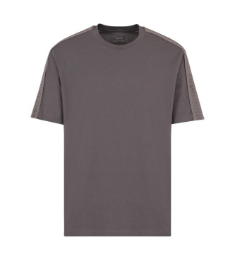 Armani Exchange T-shirt de algodo grosso de corte regular com riscas cinzentas com o logtipo ASV