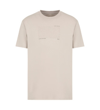 Armani Exchange T-shirt ASV vestibilit regolare in cotone organico con lettere ricamate beige