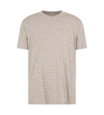 Armani Exchange Baumwoll-T-Shirt mit normaler Passform Monogramm Allover-Baumwolle ASV beige