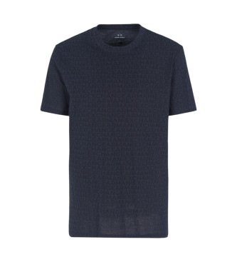 Armani Exchange T-Shirt mit normaler Passform aus Baumwolle Monogram All-Over Baumwolle ASV navy