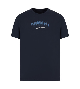 Armani Exchange T-shirt slim fit con logo effetto 3D in maglia stretch ASV blu navy