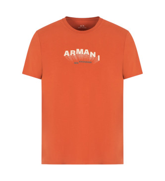 Armani Exchange ASV orangefarbenes Slim Fit T-Shirt mit 3D-Effekt-Logo aus geripptem Jersey