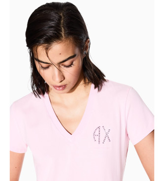 Armani Exchange T-shirt de corte justo cor-de-rosa