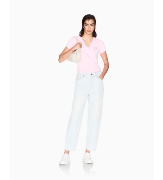 Armani Exchange T-shirt de corte justo cor-de-rosa