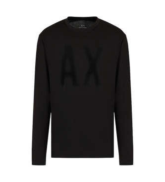 Armani Exchange T-shirt nera a maniche lunghe con logo