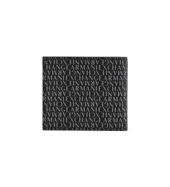 Armani Exchange Wallet with all over logo lettering black ESD