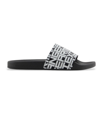 Armani Exchange Slippers logo zwart, wit