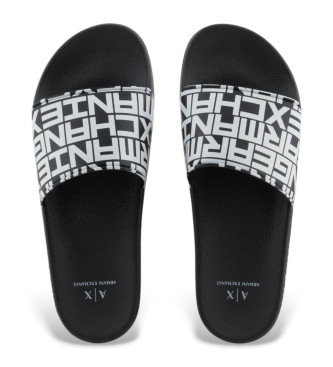 Armani Exchange Slippers logo zwart, wit