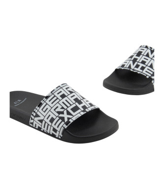 Armani Exchange Slippers logo zwart, wit