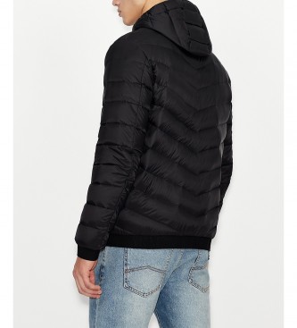 Armani Exchange Lightweight black down hooded jacket with hood