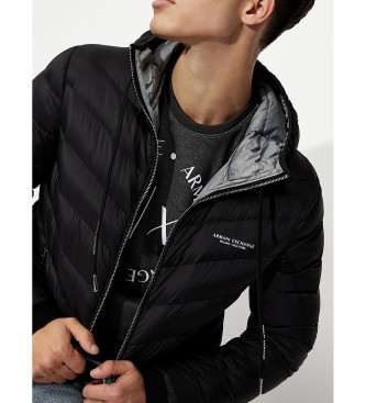 Armani Exchange Veste à capuche en duvet léger noir