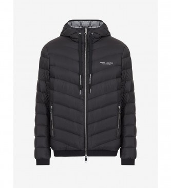 Armani Exchange Lightweight black down hooded jacket with hood