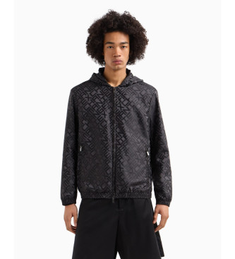 Armani Exchange Giacca con cappuccio in tessuto con logo nero