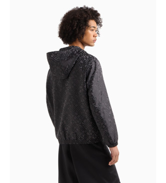 Armani Exchange Giacca con cappuccio in tessuto con logo nero