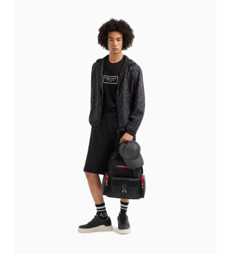 Armani Exchange Giacca con cappuccio in tessuto con logo nero