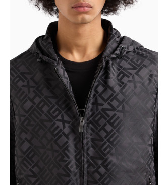 Armani Exchange Giacca con cappuccio in tessuto con logo nero
