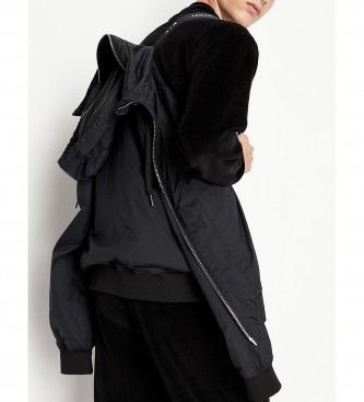 Armani Exchange Casaco de nylon com capuz oculto preto