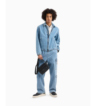 Armani Exchange Giacca di jeans blu in stile bomber