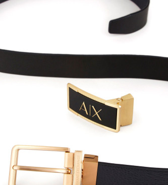 Armani Exchange Logo Leather Belt black