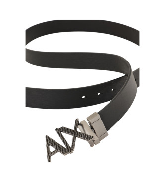 Armani Exchange Plaat leren riem zwart