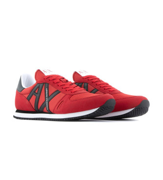 Armani Exchange Sneakers in pelle scamosciata ecologica, rete e nylon rosso