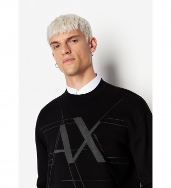 Armani Exchange Črn pleten pulover