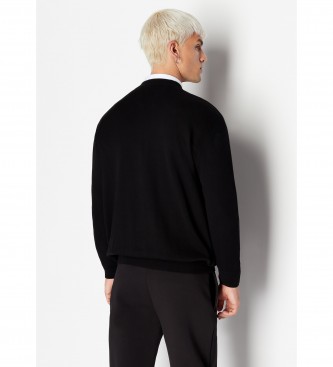 Armani Exchange Czarny sweter z dzianiny