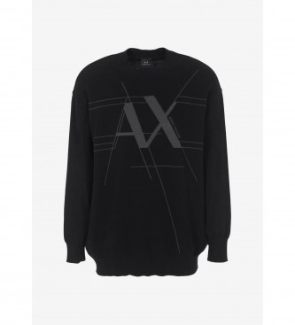 Armani Exchange Črn pleten pulover
