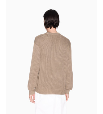 Armani Exchange Rjav rebrast pulover