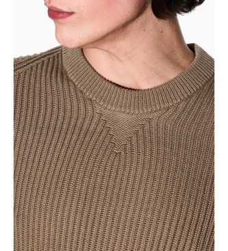 Armani Exchange Rjav rebrast pulover