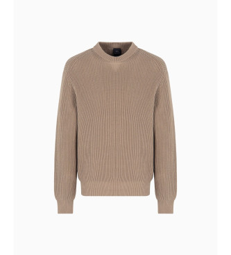 Armani Exchange Rjav rebrast pulover
