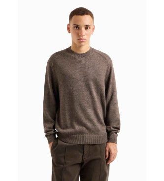 Armani Exchange Pull  col ras du cou marron