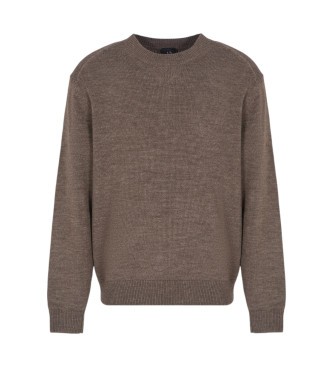 Armani Exchange Brauner Pullover mit Rundhalsausschnitt