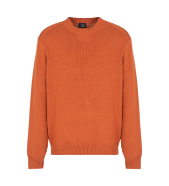 Armani Exchange Orangefarbener Pullover mit Rundhalsausschnitt