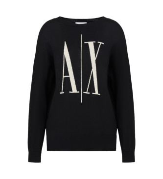 Armani Exchange Czarny sweter z miękkiej przędzy