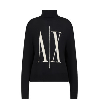 Armani Exchange Czarny sweter z miękkiej przędzy