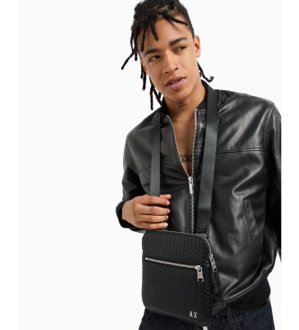 Armani Exchange Sac  bandoulire grav d'un logo, noir