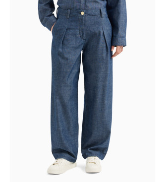Armani Exchange Hlače v barvi chambray z modrimi pikami