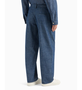 Armani Exchange Hlače v barvi chambray z modrimi pikami