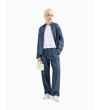 Armani Exchange Hlače v barvi chambray z modrimi pikami