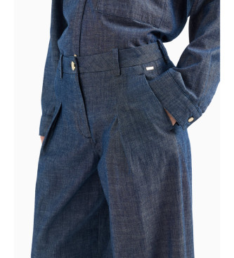 Armani Exchange Hlače v barvi chambray z modrimi pikami