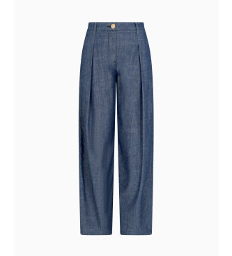Armani Exchange Hlače v barvi chambray z modrimi pikami