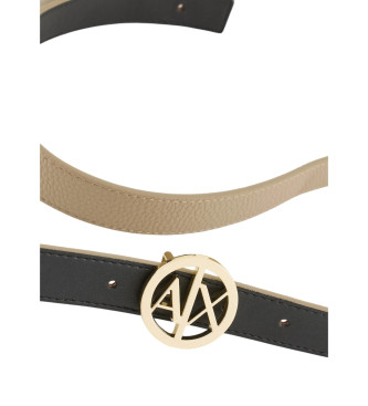 Armani Exchange Beige logo belt